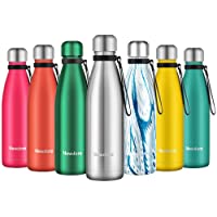 Los mejores  - Newdora Botella de Agua Acero Inoxidable 500ml- Aislamiento de Vacío de Doble Pared- Botellas de Frío-Caliente- con 1 un…